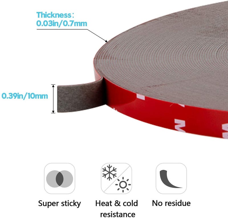 Papillon Double Sided Foam Tape Heavy Duty, Waterproof Adhesive for LED Strips, Home & Office Decor (108Ft x 0.39In, Black) - Image 2